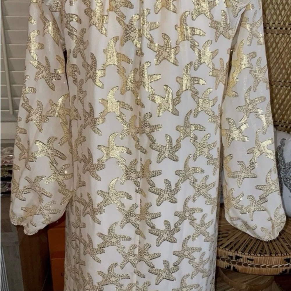 Lilly Pulitzer Fulton Gold Metallic Starfish Dress. XS NWOT - Picture 7 of 12